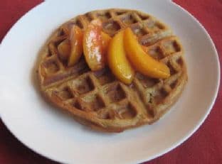 Gingerbread Waffles With Cinnamon Peach Topping
