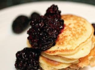 Meyer Lemon Ricotta Pancakes with Blackberry Compote