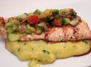 Salmon With Orange Salsa and Pomegranate Glaze