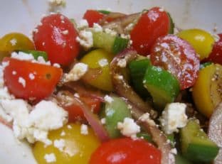Tomato, Cucumber & Onion Salad with Feta Cheese: Real Convenience Food