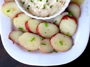 Charred Onion Dip w. Steamed Red Potatoes for Dipping