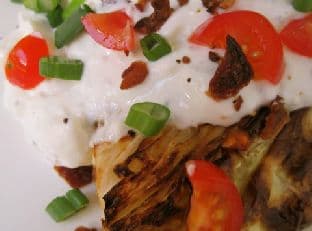 Roasted Cabbage Wedge Salad with Yogurt Gorgonzola Dressing